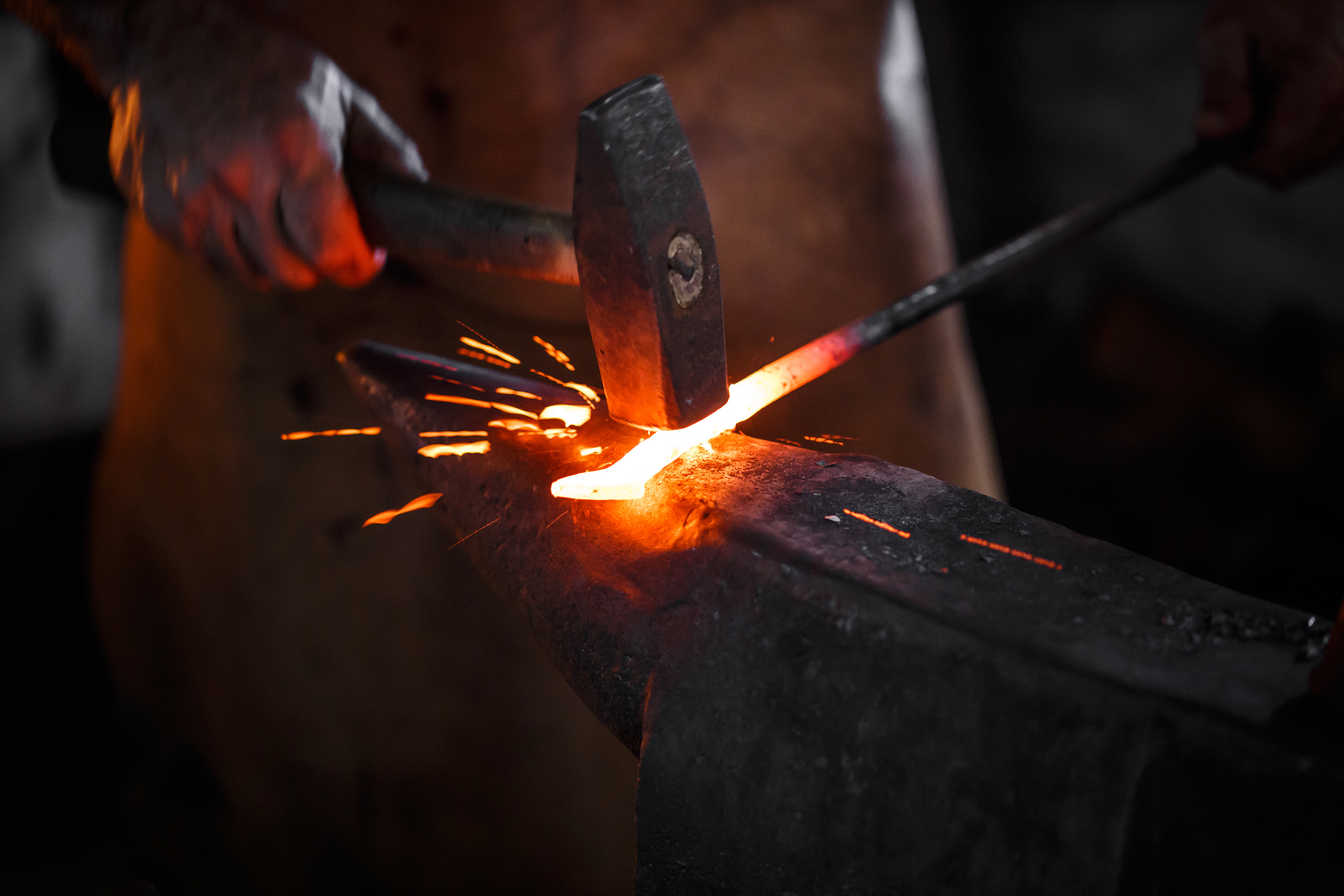 Veteran blacksmith at work